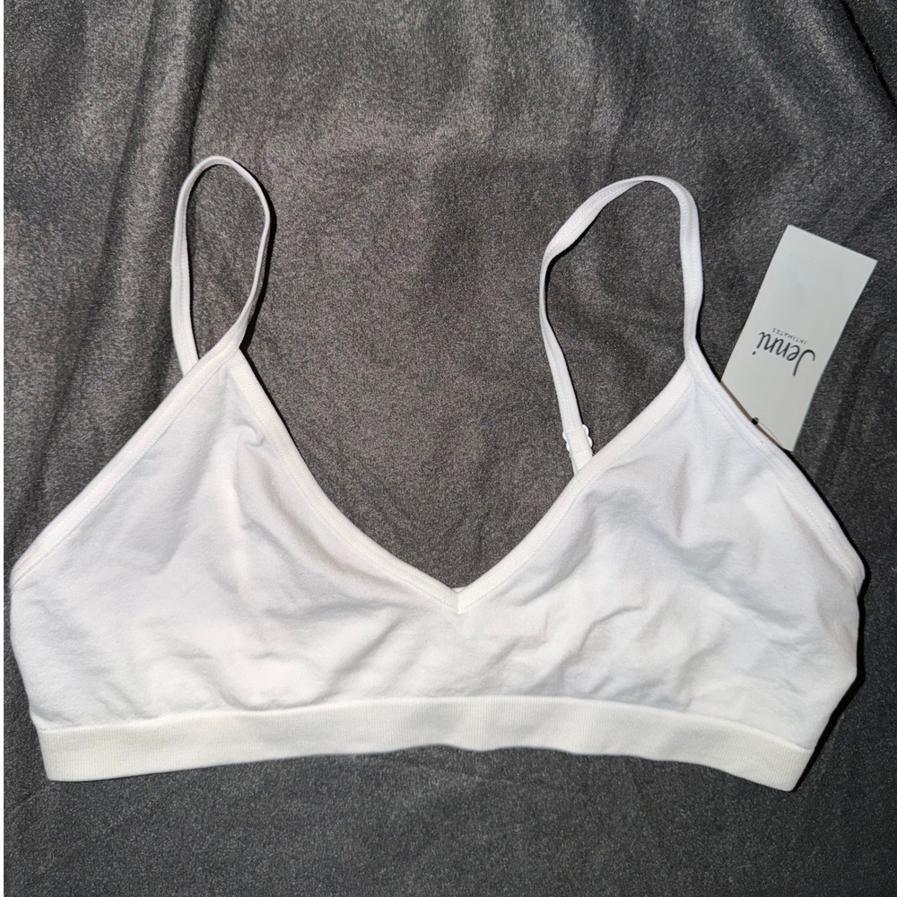 Jenni Intimates White Triangle Bralette Adjustable Straps 100158355 Medium NEW